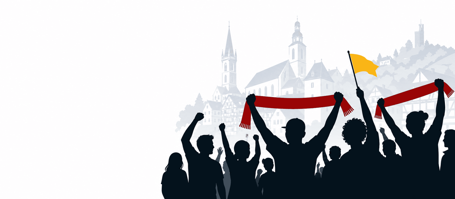 Silhouetten engagierter Helfer vor der Bensheimer Altstadt